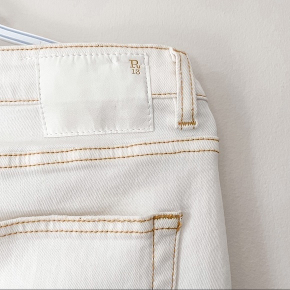 R13 women’s boy skinny ivory white distressed jeans pants size 31 - Picture 11 of 16